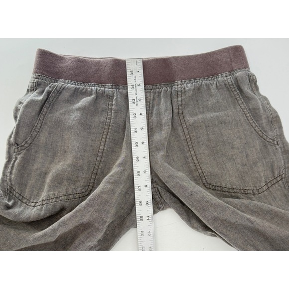 Toad&Co 100% Linen Drawstring‎ Hem Cropped Elastic Waist Taupe Pants Sz SmSize S - Picture 8 of 11
